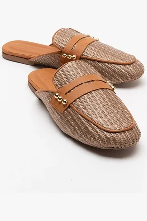 LuviShoes 165 Genuine Leather Brown Straw Women