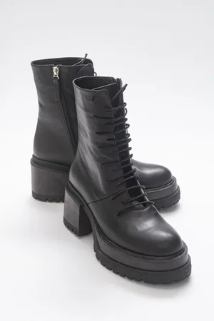 LuviShoes Tatia Black Skin Genuine Leather Women