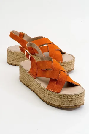 LuviShoes Lontano Orange Suede Genuine Leather Women