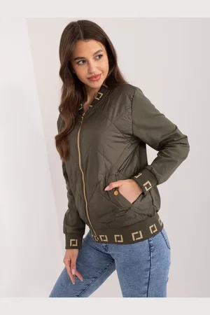 RELEVANCE Khaki prošívaná bomber mikina se zipem