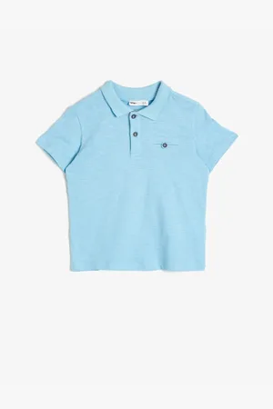 Koton Polo Neck Cotton Fabric Buttoned T-Shirt with Buttoned Chest Short Sleeves.