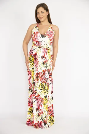 sans Šaty s barevným výstřihem, dlouhými rukávy a zavinovacím límcem pro ženy plus size od značky