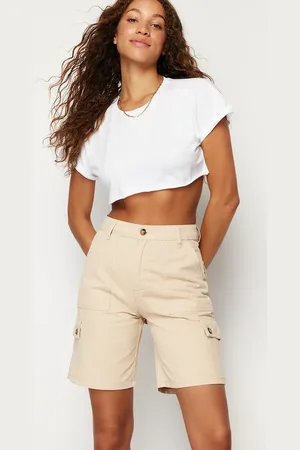 Trendyol Beige Cargo Pocket Bermuda