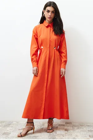 Trendyol Tile Waist Accessory Detail Woven Shirt Dress