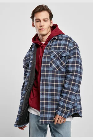 Urban classics Kostkovaná prošívaná košilová bunda světle /tmavě