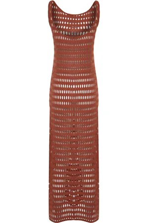 Trendyol Brown Maxi Slit Knitwear Look Beach Dress
