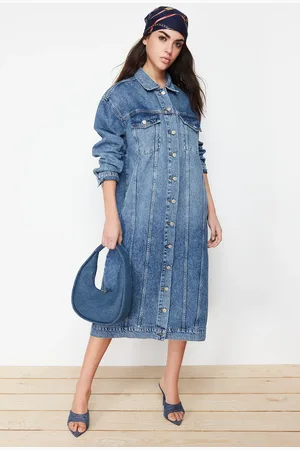 Trendyol Blue More Sustainable Denim Trench Coat