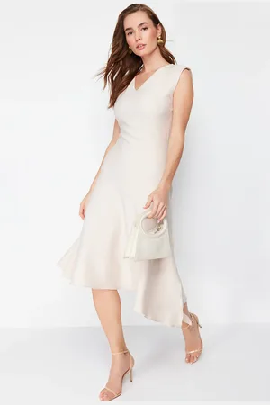Trendyol Stone A-Line Skirt Asymmetrical Midi Woven Dress