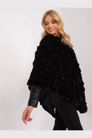 Wool Fashion Italia Černé dámské zimní pončo