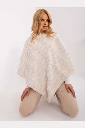 Wool Fashion Italia Elegantní dámské pončo v ecru