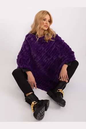 Wool Fashion Italia Tmavě fialové, elegantní dámské pončo