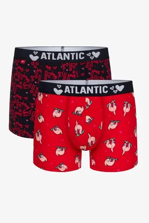 ATLANTIC Pánské boxerky 2Pack - červená/tmavě modrá