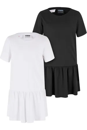 Urban classics Dívčí šaty Valance Tee Dress - 2 Pack bílé+černé