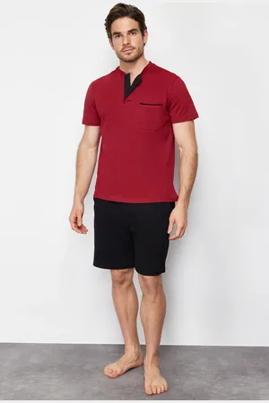Trendyol Burgundy Knitted Shorts Pajamas Set