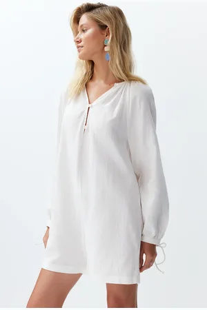 Trendyol White Woven Muslin 100% Cotton Overalls