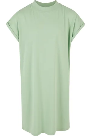 Urban classics Dívčí šaty Turtle Extended Shoulder - zelené