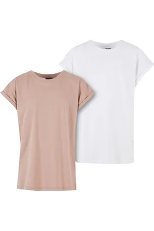 Urban classics Dívčí tričko Extended Shoulder Tee - 2 Pack bílé+růžové