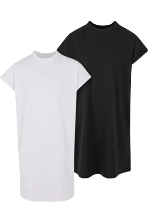 Urban classics Dívčí šaty Turtle Extended Shoulder - černé+bílé