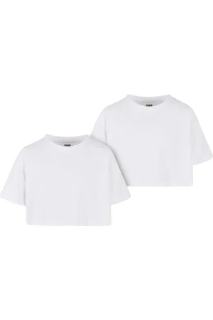 Urban classics Dívčí krátké tričko Short Kimono Tee - 2 Pack bílé+bílé