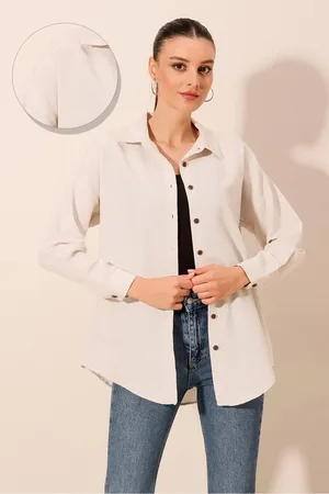 Bigdart 20203 Oversize Basic Linen Shirt - Cream