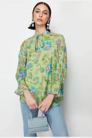 Trendyol Green Lined Chiffon Patterned Woven Tunic