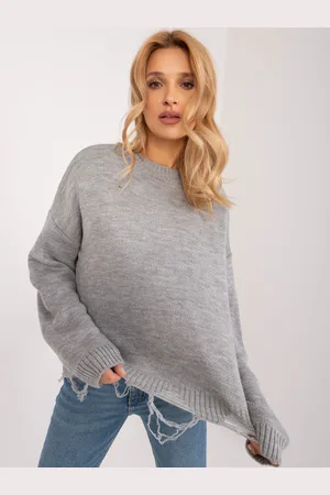 BADU Šedý oversize svetr s manžetami