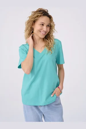 BLUE Turquoise V-neck blouse
