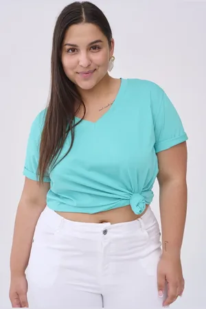 BLUE Turquoise V-neck blouse