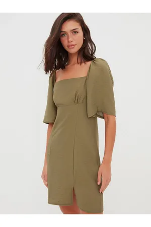 Trendyol Khaki dámské krátké šaty s volnými rukávy - Dámské