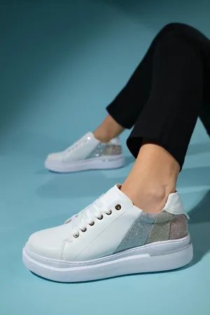 LuviShoes FRESH White Colored Glitter Women