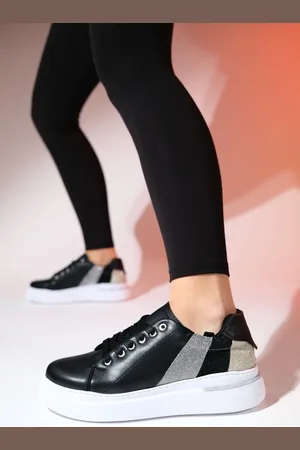 LuviShoes FRESH Black Color Silvery Women