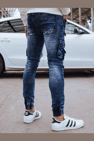 D-Street Spodnie męskie jeansowe bojówki niebieskie