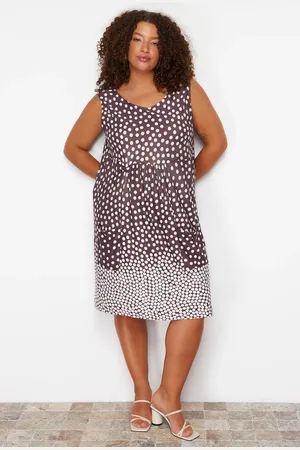 Trendyol Curve Multi Color Single Jersey Knitted Plus Size Dress