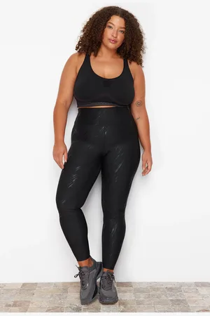 Trendyol Curve Black Printed Knitted Plus Size Leggings