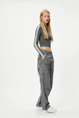 Koton S kapucí na zip Crop Cardigan s proužky Slim Fit