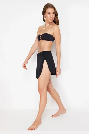 Trendyol Black Skirted Regular Bikini Bottom