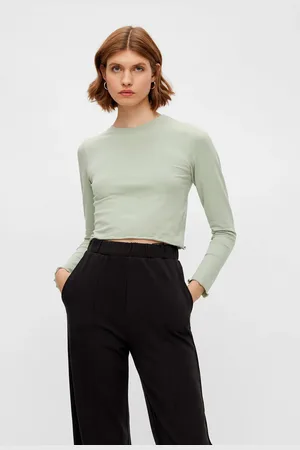 Pieces Světle zelený crop top Maddi - Dámské