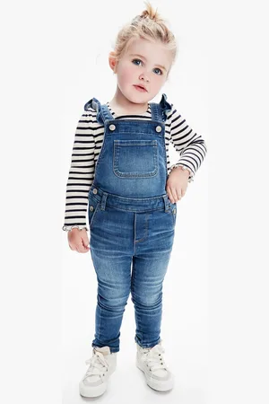 GAP Dětské džíny s laclem ruffle skinny overalls with Washwell - Holky