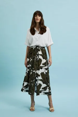 MOODO Dámská midi sukně se vzorem - khaki/černá