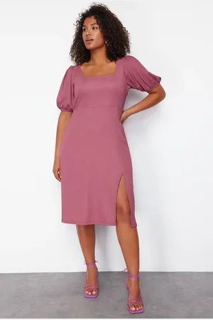 Trendyol Curve Plum Slit Knitted Dress