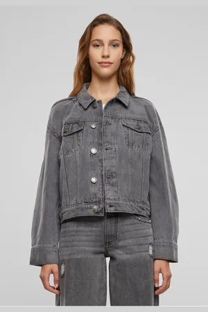 Urban classics Dámská oversized džínová bunda z 80. let - sepraná