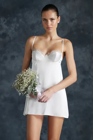 Trendyol Bride White Satin Lace Rope Strap Fantasy Nightgown