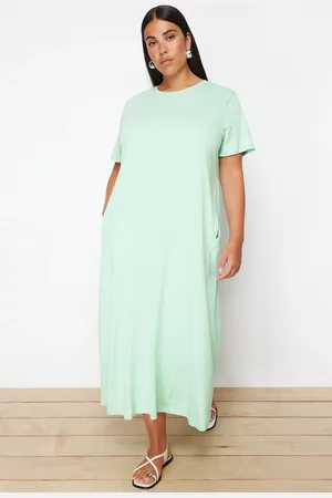 Trendyol Curve Mint Midi Knitted T-shirt Dress