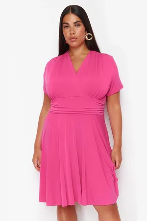 Trendyol Curve Fuchsia Double Breasted Mini Knitted Dress