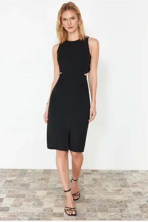 Trendyol Black Fitted Cut Out Detailed Sleeveless Midi Pencil Skirt Woven Dress