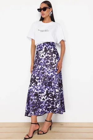Trendyol Purple Patterned Maxi Length Woven Skirt
