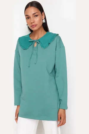 Trendyol Mint Oversize Baby Collar Knitted Tunic