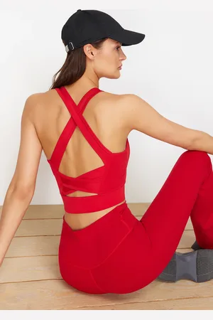 Trendyol Red Supported/Shaping Back Detailed Square Neck Sports Bra
