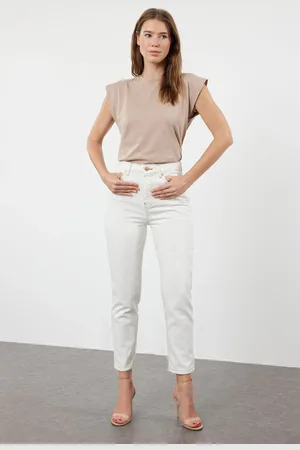 Trendyol White High Waist Mom Jean