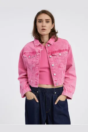Pieces Tmavě dámská crop top džínová bunda Liv - Dámské